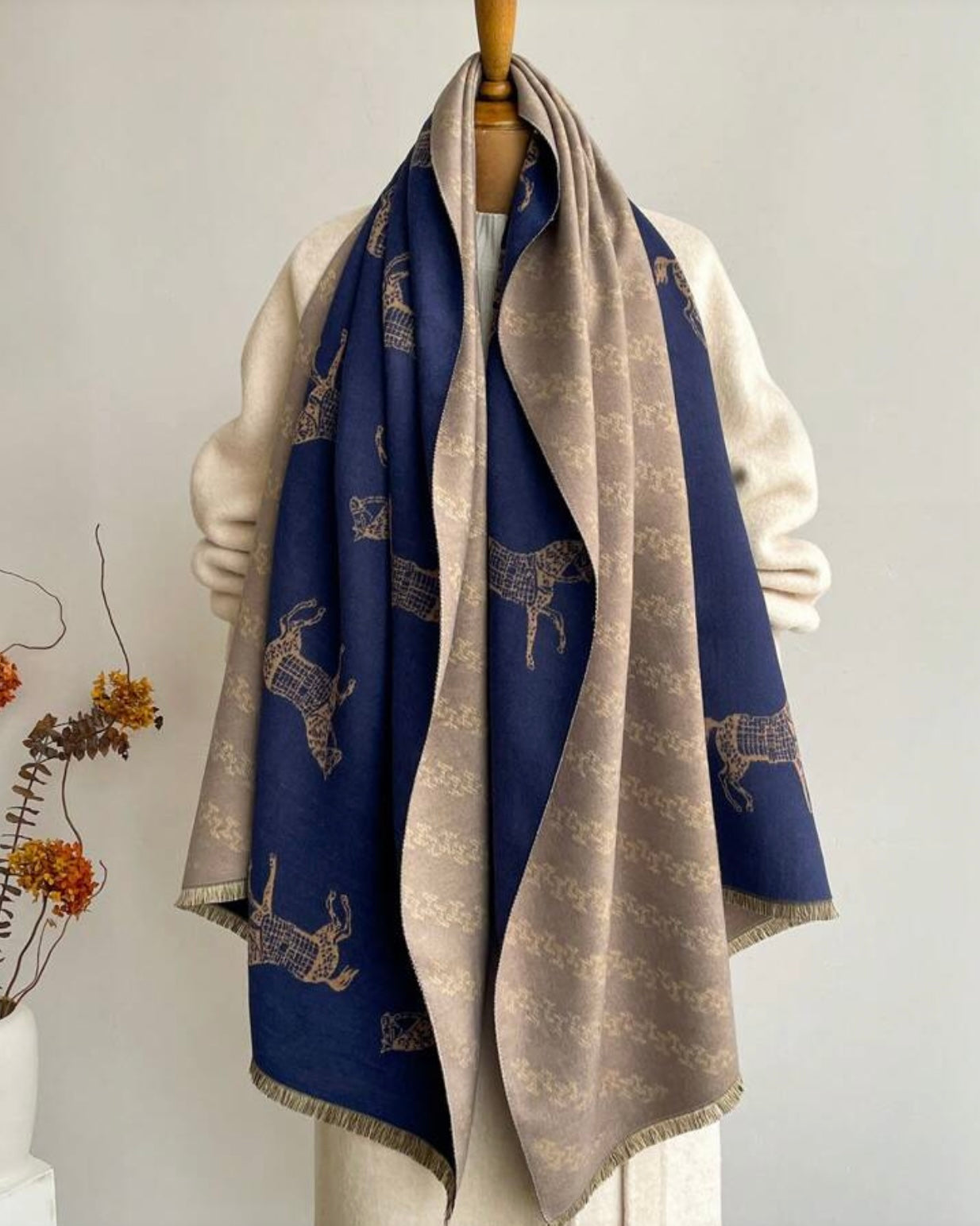 Navy Autumnal Rider Scarf