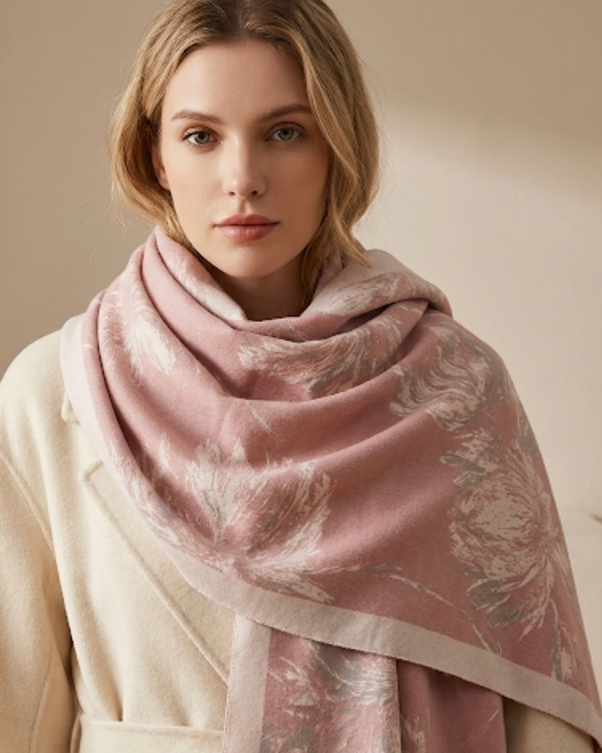 Floral Soft Faux Cashmere Scarf