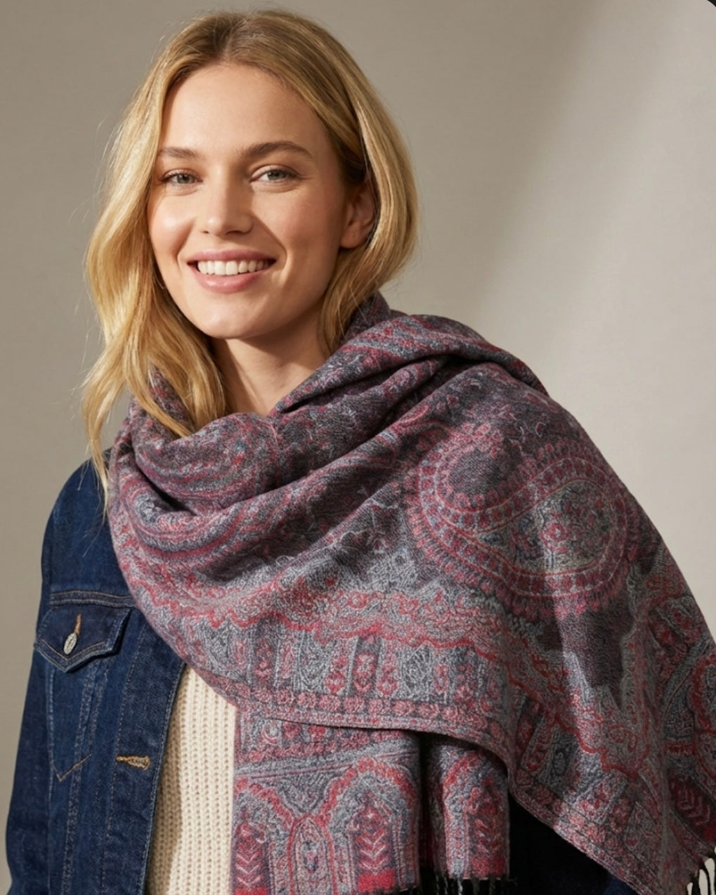 Pashmina Rosewood Blue Scarf