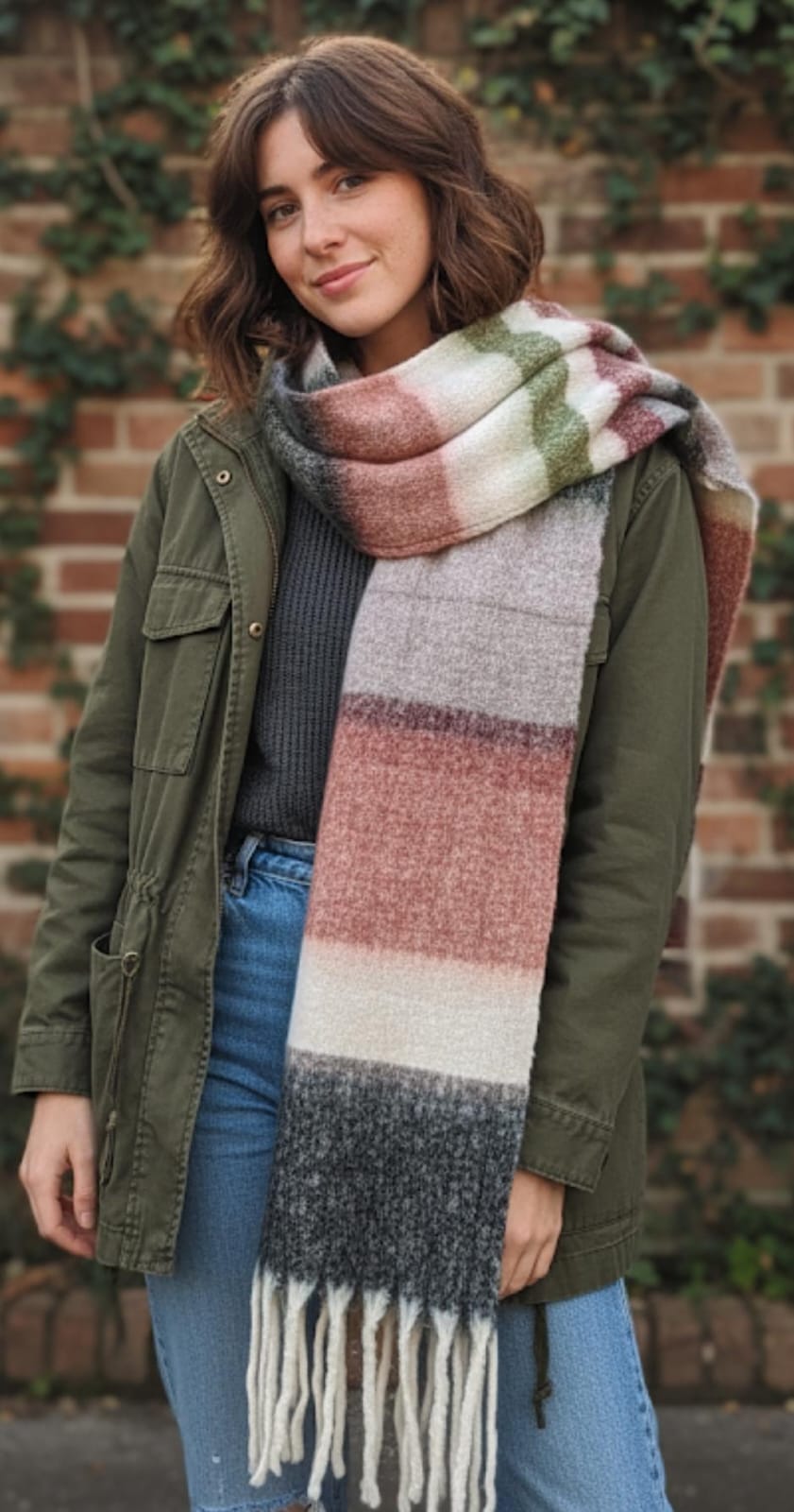 Cozy Stripe Fluffy Scarf