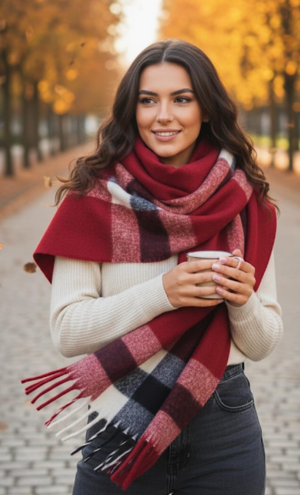 Red Crimson Fluffy Scarf