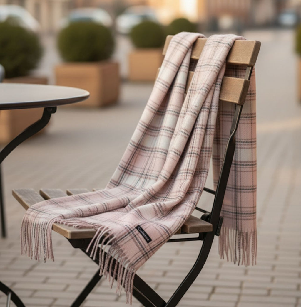 Pink Whisper Plaid Scarf