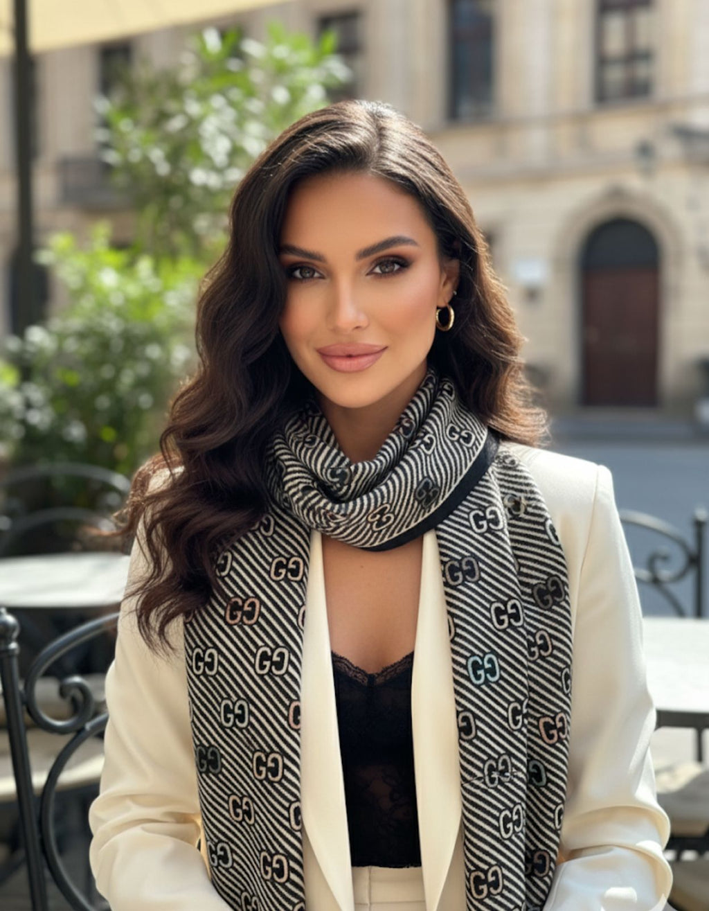 Black Gucci Cashmere Winter Scarf