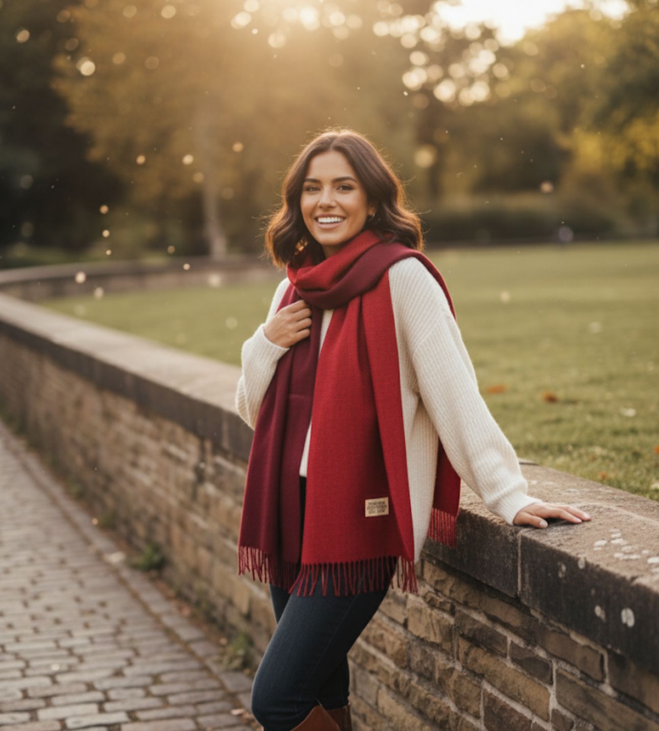 Two-Tone Bordeaux Scarf